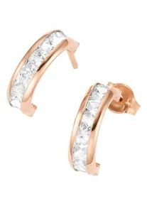 Paar Ohrstecker Firetti "Schmuck Geschenk Gold 375 Ohrschmuck Ohrringe Steine carr&eacute;f&ouml;rmig", rosa (ros&eacute;goldfarben, kristallwei&szlig;, kristallwei&szlig;), Ohrringe, Damen, Ros&eacute;gold 375, mit Zirkonia (synth.)