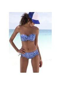 B&uuml;gel-Bandeau-Bikini-Top ELBSAND "Letra", Damen, Gr. 40, Cup D, blau, Recycling-Polyamid, bedruckt, Bikini-Oberteile, mit tollem Wording