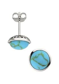 Paar Ohrstecker Jobo "Ohrringe mit T&uuml;rkis-Imitation", gr&uuml;n, Ohrringe, Damen, 10,6mm, Silber 925 (Sterlingsilber), 925 Silber