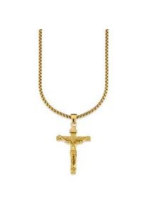 Kette mit Anh&auml;nger Bruno Banani "Schmuck Geschenk Halskette Kreuz Gravur INRI Venezianerkette", gold (gelbgoldfarben), Halsketten, Herren, Edelstahl, L: 55 B: 3mm, B:3mm