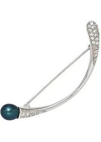Brosche Jobo, silber (silber 925), Broschen, Damen, Perlen, Silber 925 (Sterlingsilber), Brosche, 925 Silber mit synthetischer Perle und 29 Zirkonia