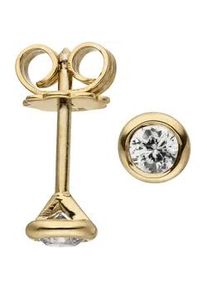 Paar Ohrstecker Jobo "Ohrringe Solit&auml;r Diamanten Brillanten 0,14 ct.", gelb (gelbgold 585), Ohrringe, Damen, 4,1mm, SI = kleine Einschl&uuml;sse, Diamanten Gelbgold 585, Diamanten, Gelbgold 585, 585 Gold
