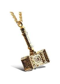 Kette mit Anh&auml;nger Firetti "Schmuck Geschenk Hammer, strukturiert", schwarz (gelbgoldfarben, schwarz), Halsketten, Herren, Edelstahl, L: 55 B: 3mm, B:3mm