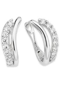 Paar Creolen Bruno Banani "Schmuck Geschenk Silber 925 Ohrschmuck Ohrringe", bunt (silberfarben, wei&szlig;, kristallwei&szlig;), Ohrringe, Damen, Silber 925 (Sterlingsilber), mit Zirkonia (synth.)