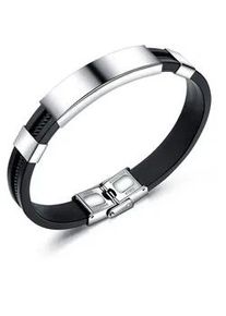 Armband Firetti "Schmuck Geschenk Armschmuck Armkette", schwarz (edelstahlfarben, schwarz), Armb&auml;nder, Herren, 21,5cm, Edelstahl Kautschuk, Edelstahl, Kautschuk, Armband