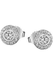 Paar Ohrstecker Firetti "Schmuck Geschenk Silber 925 Ohrschmuck Kreise", silber (silberfarben, kristallwei&szlig;, kristallwei&szlig;), Ohrringe, Damen, 7,2mm, Silber 925 (Sterlingsilber), mit Zirkonia (synth.)