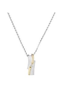Kette mit Anh&auml;nger Firetti "Schmuck Geschenk Silber 925 Halsschmuck Halskette bicolor", gold (silberfarben, gelbgoldfarben, kristallwei&szlig;), Halsketten, Damen, Silber 925 (Sterlingsilber), L: 45 B: 1,4mm, mit Zirkonia (synth.), B:1,4mm