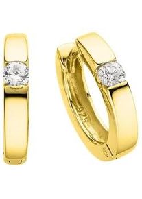 Paar Creolen Bruno Banani "Schmuck Geschenk Silber 925 Ohrschmuck Ohrringe", gold (gelbgoldfarben, wei&szlig;, kristallwei&szlig;), Ohrringe, Damen, 15mm, Silber 925 (Sterlingsilber), mit Zirkonia (synth.)