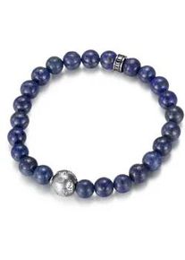 Perlenarmband Firetti "Schmuck Geschenk Armschmuck Armkette Perle", schwarz (edelstahlfarben, blau, schwarz, blau), Armb&auml;nder, Herren, 19cm, Edelstahl Nylon, Edelstahl, Nylon, Perlenarmband, mit Lapislazuli