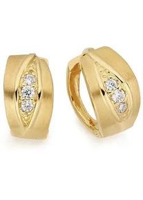 Paar Creolen Firetti "Schmuck Geschenk Silber 925 Ohrschmuck Ohrringe", gold (gelbgoldfarben, kristallwei&szlig;, kristallwei&szlig;), Ohrringe, Damen, 13mm, Silber 925 (Sterlingsilber), mit Zirkonia (synth.)