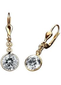 Paar Ohrh&auml;nger Firetti "Schmuck Geschenk Gold 333 Ohrschmuck Patentbrisur Solit&auml;r Glitzer", gold (gelbgoldfarben, kristallwei&szlig;), Ohrringe, Damen, 9mm, Gelbgold 333, mit Zirkonia (synth.)