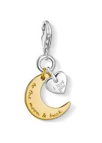 Charm-Einh&auml;nger Thomas Sabo "Mond & Herz I LOVE YOU TO THE MOON & BACK", gold (silberfarben, gelbgoldfarben), Charms, Damen, Silber 925 (recycelt)