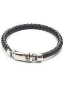 Lederarmband Firetti "im sportlichen Design, geflochten", schwarz (edelstahlfarben, schwarz), Armb&auml;nder, Herren, 22cm, Edelstahl Leder, Edelstahl, Leder, Lederarmband