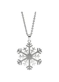 Kette mit Anh&auml;nger Jobo "Schneeflocke", silber (edelstahlfarben), Halsketten, Damen, Edelstahl, L: 46, Edelstahl bicolor 42 cm 46 cm