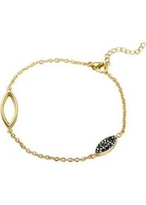 Armband Firetti "Schmuck Geschenk Edelstahl Armschmuck Armkette Oval Drop", schwarz (gelbgoldfarben, schwarz, schwarz), Armb&auml;nder, Damen, 22cm, Edelstahl, Armband, mit Zirkonia (synth.)
