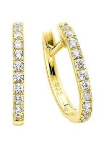 Paar Creolen "Schmuck Geschenk Ohrschmuck Ohrringe", gold (gelbgoldfarben, kristallwei&szlig;, kristallwei&szlig;), ANISTON JEWELRY & WATCHES, Ohrringe, Damen, 16mm, Silber 925 (Sterlingsilber), mit Zirkonia (synth.)