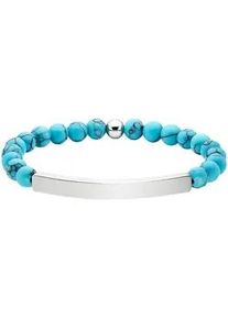 Armband "Schmuck Geschenk flexibles Armband", blau (edelstahlfarben, blau, blau), ANISTON JEWELRY & WATCHES, Armb&auml;nder, Damen, 15,5cm, Edelstahl, Armband, mit Aventurin oder T&uuml;rkis-Imitat