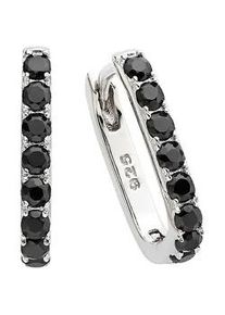 Paar Creolen "Schmuck Geschenk Ohrschmuck Ohrringe", silber (silberfarben, schwarz, schwarz), ANISTON JEWELRY & WATCHES, Ohrringe, Damen, Silber 925 (Sterlingsilber), mit Zirkonia (synth.)