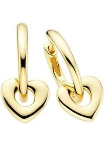 Paar Creolen "Schmuck Geschenk Ohrschmuck Ohrringe mit Herzeinh&auml;nger", gold (gelbgoldfarben), ANISTON JEWELRY & WATCHES, Ohrringe, Damen, 15,6mm, Silber 925 (Sterlingsilber), Einh&auml;nger abnehmbar
