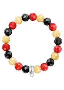 Charm-Armband Thomas Sabo "Deutschland-Farben" Gr. 17, bunt (silberfarben, schwarz, gelb, rot, gelb, schwarz, rot), Armb&auml;nder, Damen, 17, Nylon Silber 925 (recycelt), Nylon, Silber 925 (recycelt), Charm-Armband, mit Aventurin, Obsidian, Koralle