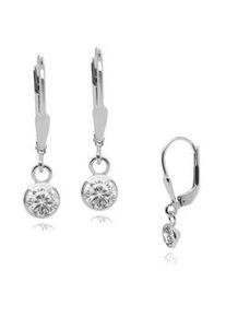 Paar Ohrh&auml;nger Firetti "Schmuck Geschenk Silber 925 Ohrschmuck Patentbrisur Glitzer", bunt (silberfarben, wei&szlig;, kristallwei&szlig;), Ohrringe, M&auml;dchen, 5mm, Silber 925 (Sterlingsilber), Made in Germany - mit Zirkonia (synth.)