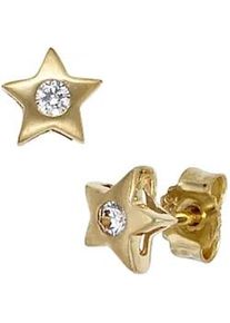 Paar Ohrstecker Jobo "Stern", gold (gelbgold 333), Ohrringe, Damen, 5,8mm, Gelbgold 333, 333 Gold mit Zirkonia