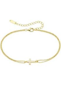 Armband "Schmuck Geschenk Armband mit Kreuz", gold (gelbgoldfarben), ANISTON JEWELRY & WATCHES, Armb&auml;nder, Damen, 23cm, Silber 925 (Sterlingsilber), Armband
