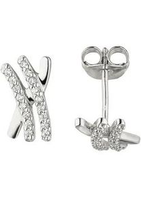 Paar Ohrstecker Jobo, silber (silber 925), Ohrringe, Damen, Silber 925 (Sterlingsilber), 925 Silber mit 34 Zirkonia