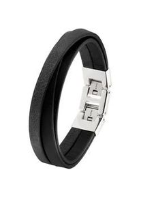 Armband s.Oliver "2037989", grau (edelstahlfarben, grau), Armb&auml;nder, Herren, 21,5cm, Edelstahl Leder, Edelstahl, Leder, Armband