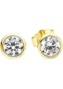 Paar Ohrstecker "Schmuck Geschenk Ohrschmuck Ohrringe", gold (gelbgoldfarben, kristallwei&szlig;, kristallwei&szlig;), ANISTON JEWELRY & WATCHES, Ohrringe, Damen, 5,8mm, Silber 925 (Sterlingsilber), mit Zirkonia (synth.)