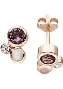 Paar Ohrstecker Jobo, rosa (ros&eacute;goldfarben), Ohrringe, Damen, Silber 925 (Sterlingsilber), 925 Silber ros&eacute;gold vergoldet Glassteine 4 Zirkonia
