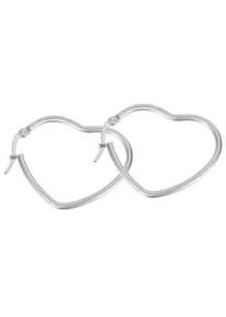 Paar Creolen Firetti "Schmuck Geschenk Herz", silber (edelstahlfarben), Ohrringe, Damen, 32mm, Edelstahl