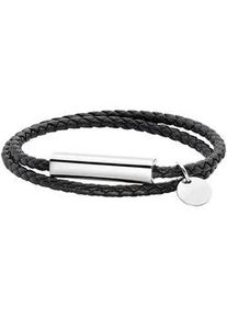 Armband "Schmuck Geschenk Armband Mikrofaserleder/Edelstahl", schwarz (edelstahlfarben, schwarz), ANISTON JEWELRY & WATCHES, Armb&auml;nder, Damen, 19cm, Edelstahl Lederfaserstoff, Edelstahl, Lederfaserstoff, Armband