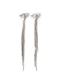 Paar Ohrclips Firetti "mehrreihig, edel, feminin", wei&szlig; (metallfarben, wei&szlig;, wei&szlig;), Ohrringe, Damen, Metall, mit Glasstein