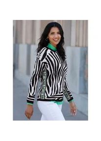 Strickpullover Classic Basics "Rundhals-Pullover", Damen, Gr. 46, schwarz-wei&szlig; (schwarz, wei&szlig;, gemustert), 100% Polyacryl, gemustert, mehrfarbig, Pullover Strickpullover