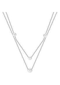 Kette mit Anh&auml;nger Firetti "Schmuck Geschenk Edelstahl Halsschmuck Halskette Layer doppelreihig", silber (edelstahlfarben, wei&szlig;), Halsketten, Damen, Edelstahl Perlen, L: 44,5, Edelstahl, Perlen, mit Perle (synth.)