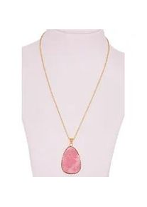 Kette mit Anh&auml;nger Firetti "Schmuck Geschenk, Manganspat, Inkarose, Rosenspat, Himbeerspat", bunt (gelbgoldfarben, rosa), Halsketten, Damen, Edelstahl Silber 925 (Sterlingsilber), L: 50 B: 2mm, Edelstahl, Silber 925 (Sterlingsilber), Made in Germany - mit Rhodochrosit, B:2mm