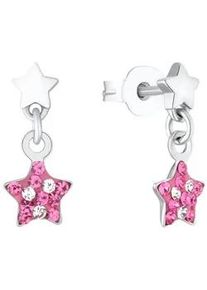Paar Ohrstecker Prinzessin Lillifee "Shining Star", wei&szlig; (silberfarben, rosa, kristallwei&szlig;, rosa, kristallwei&szlig;), Ohrringe, M&auml;dchen, Silber 925 (Sterlingsilber), mit Preciosa Crystal