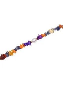 Collier Firetti "Schmuck Geschenk Halsschmuck Halskette Edelstein Farbstein Achat", bunt (gelbgoldfarben, rot, blau, orangerot, wei&szlig;, gr&uuml;n), Halsketten, Damen, Messing Perlen, L: 45 B: 10mm, Messing, Perlen, Collier, mit Achat, Sodalith, Karneol, Quarz - mit Perle (imitiert), B:10mm