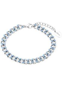 Armband s.Oliver "2037973", bunt (edelstahlfarben, hellblau), Armb&auml;nder, Damen, 20cm, Edelstahl, Armband, mit Emaille