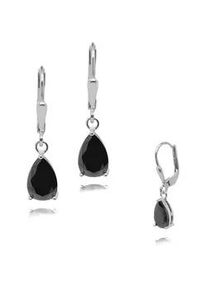 Paar Ohrh&auml;nger Firetti "Schmuck Geschenk Silber 925 Ohrschmuck Patentbrisur Glitzer", silber (silberfarben, schwarz, schwarz), Ohrringe, Damen, Silber 925 (Sterlingsilber), Made in Germany - mit Zirkonia (synth.)