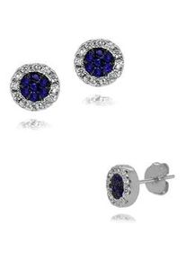 Paar Ohrstecker Firetti "Schmuck Geschenk Silber 925 Ohrschmuck Glitzer", bunt (silberfarben, wei&szlig;, blau, wei&szlig;, blau), Ohrringe, Damen, 6,5mm, Silber 925 (Sterlingsilber), Made in Germany - mit Zirkonia (synth.)