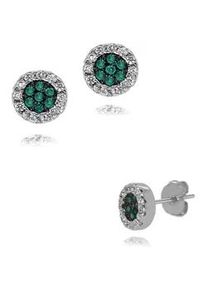 Paar Ohrstecker Firetti "Schmuck Geschenk Silber 925 Ohrschmuck Glitzer", gr&uuml;n (silberfarben, wei&szlig;, gr&uuml;n, wei&szlig;, gr&uuml;n), Ohrringe, Damen, 6,5mm, Silber 925 (Sterlingsilber), Made in Germany - mit Zirkonia (synth.)