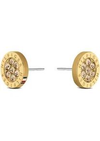 Paar Ohrstecker Tommy Hilfiger "Schmuck Edelstahl Ohrschmuck Ohrringe CRYSTAL", beige (goldfarben, champagner, champagner), Ohrringe, Damen, 10mm, Edelstahl, mit Glasstein