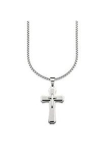 Kette mit Anh&auml;nger Bruno Banani "Schmuck Geschenk Halskette Kreuz Venezianerkette", silber (edelstahlfarben), Halsketten, Herren, Edelstahl, L: 55 B: 3mm, B:3mm