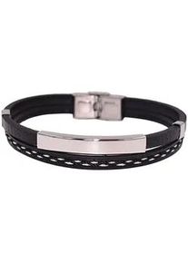 Lederarmband Firetti "Schmuck Geschenk Armschmuck ID-Armband- Optik", schwarz (edelstahlfarben, wei&szlig;, schwarz), Armb&auml;nder, Herren, 20cm, Baumwolle Edelstahl Leder, Baumwolle, Edelstahl, Leder, Lederarmband, Made in Germany