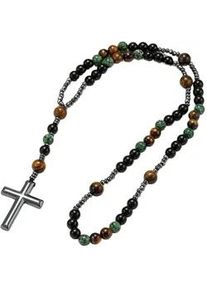 Kette mit Anh&auml;nger Firetti "Schmuck Geschenk Edelstahl Halsschmuck Halskette Edelstein Kreuz", silber (silberfarben, braun, gr&uuml;n, schwarz, silberfarben), Halsketten, Damen, Edelstahl, L: 73, Made in Germany - Glasstein, H&auml;matit, Tigerauge, T&uuml;rkis (behandelt)