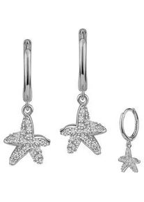 Paar Creolen Firetti "Schmuck Geschenk Silber 925 Ohrschmuck Ohrringe Seestern", silber (silberfarben, kristallwei&szlig;, kristallwei&szlig;), Ohrringe, Damen, Silber 925 (Sterlingsilber), Made in Germany - mit Zirkonia (synth.)