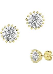 Paar Ohrstecker Firetti "Schmuck Geschenk Silber 925 Ohrschmuck Ohrringe Solit&auml;r", gold (gelbgoldfarben, kristallwei&szlig;, kristallwei&szlig;), Ohrringe, Damen, 8,5mm, Silber 925 (Sterlingsilber), Made in Germany - mit Zirkonia (synth.)