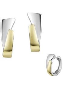 Paar Creolen Firetti "Schmuck Geschenk Silber 925 Ohrschmuck Ohrringe bicolor 2-farbig", gold (silberfarben, gelbgoldfarben), Ohrringe, Damen, Silber 925 (Sterlingsilber), Made in Germany